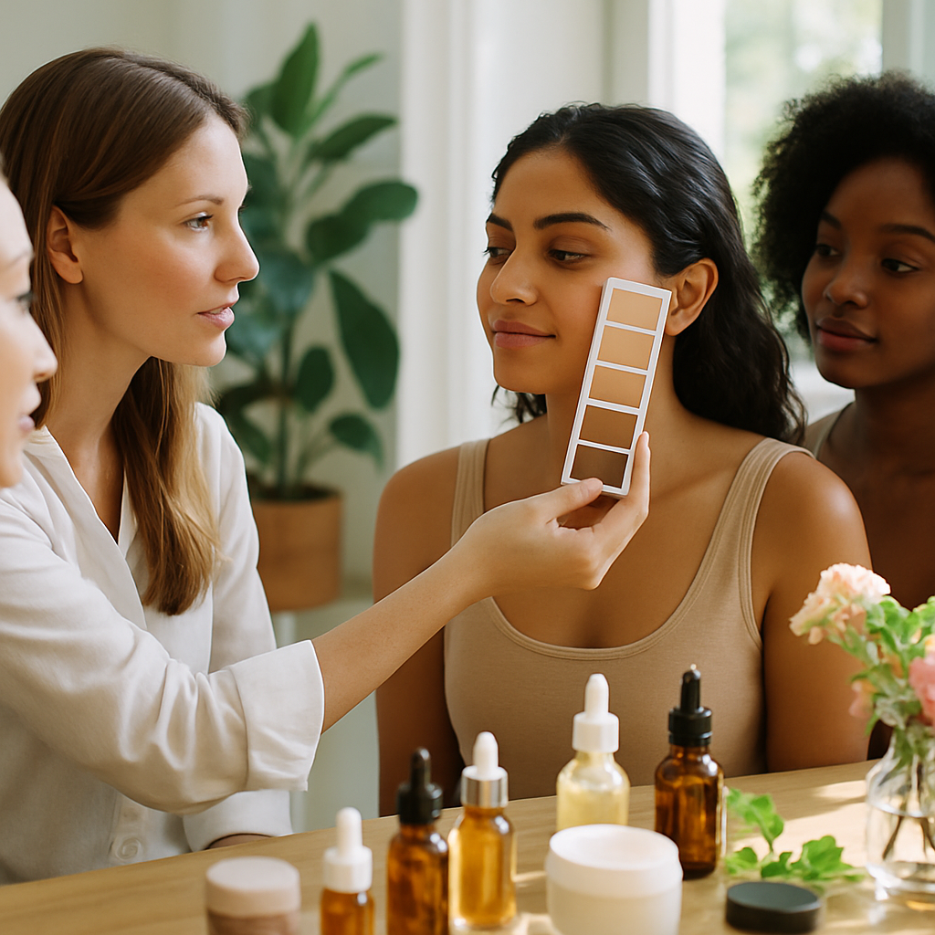 Close-up of diverse skin tones showing undertones